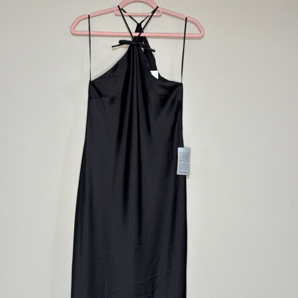 WAYF Womens Araceli Halter Strap Satin Slipdress Size Small Nwt Black #148 - Picture 3 of 16